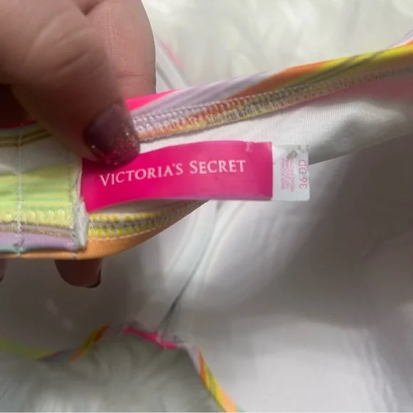 Size 36DD Victoria’s Secret Colorful Striped Strapless Bathing Suit Top E2 - Picture 4 of 5